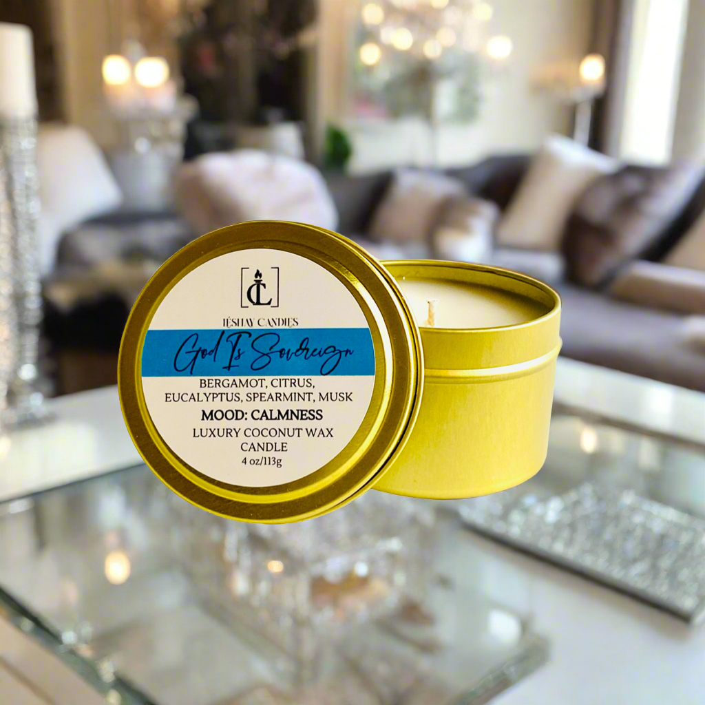 "GOD IS SOVEREIGN" SMALL TRAVEL TIN CANDLE