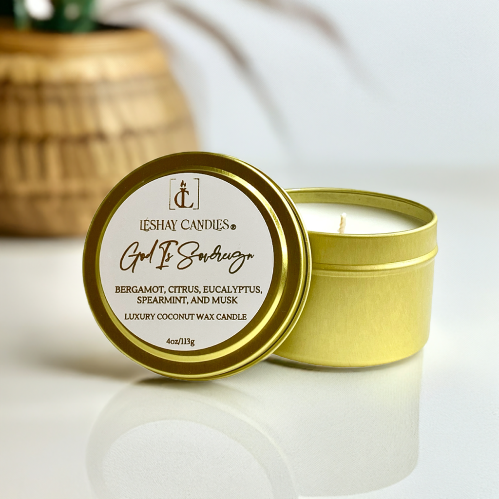 "GOD IS SOVEREIGN" SMALL TRAVEL TIN CANDLE