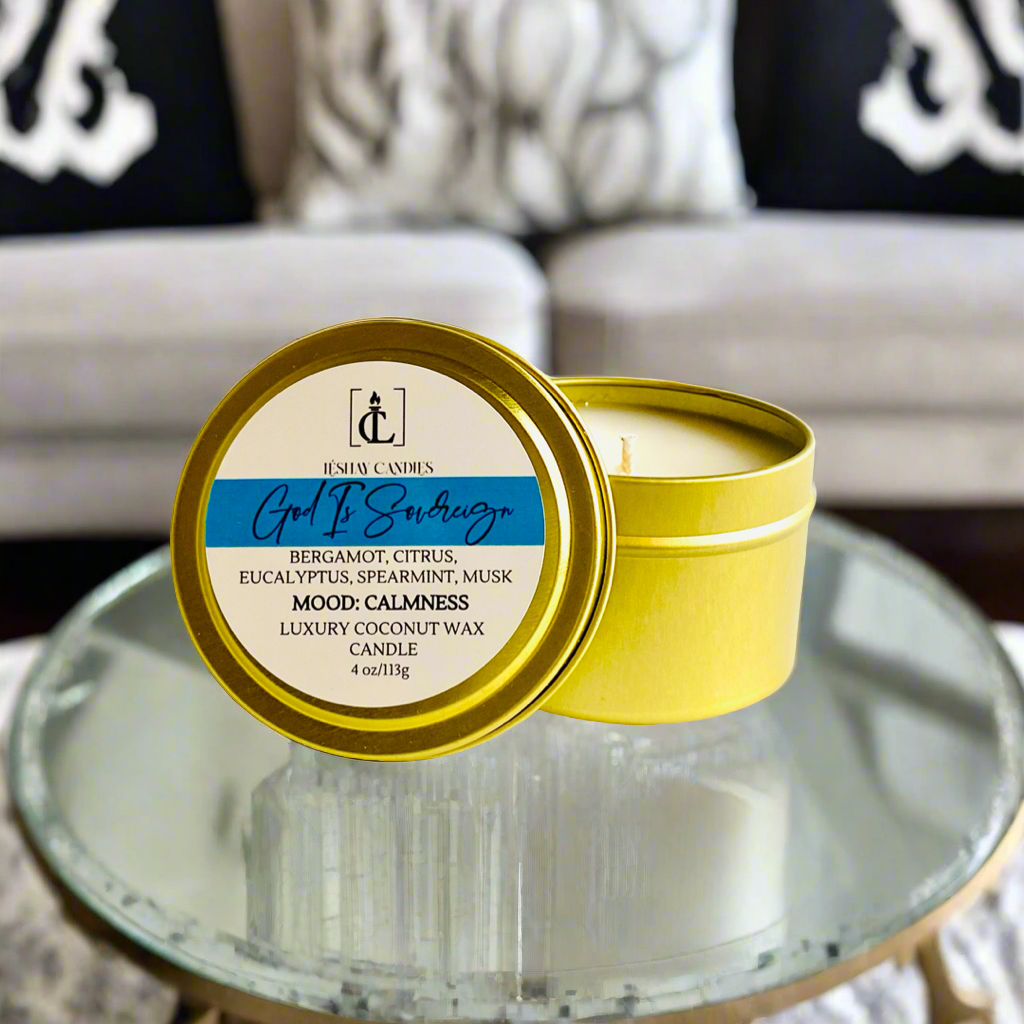 "GOD IS SOVEREIGN" SMALL TRAVEL TIN CANDLE