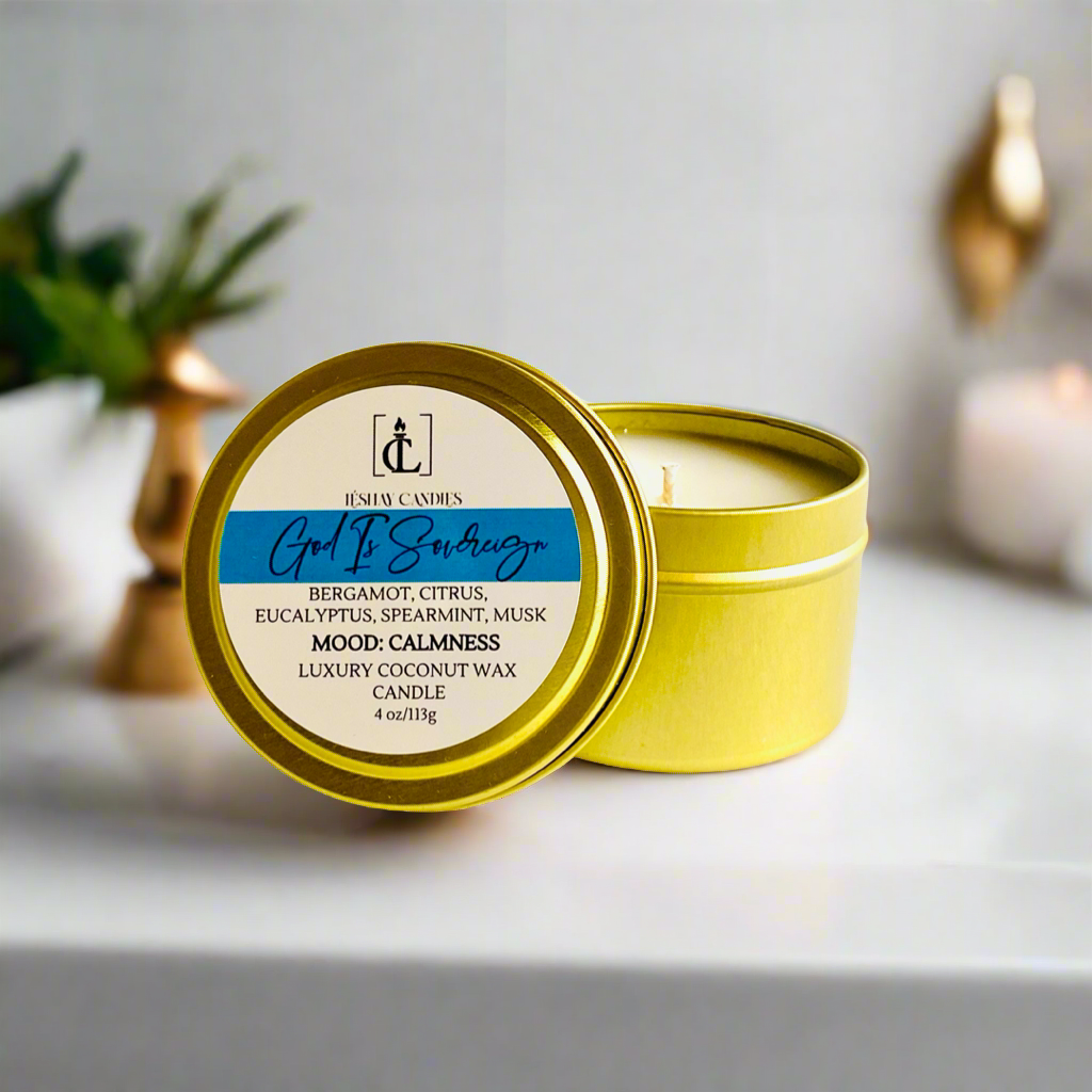 "GOD IS SOVEREIGN" SMALL TRAVEL TIN CANDLE