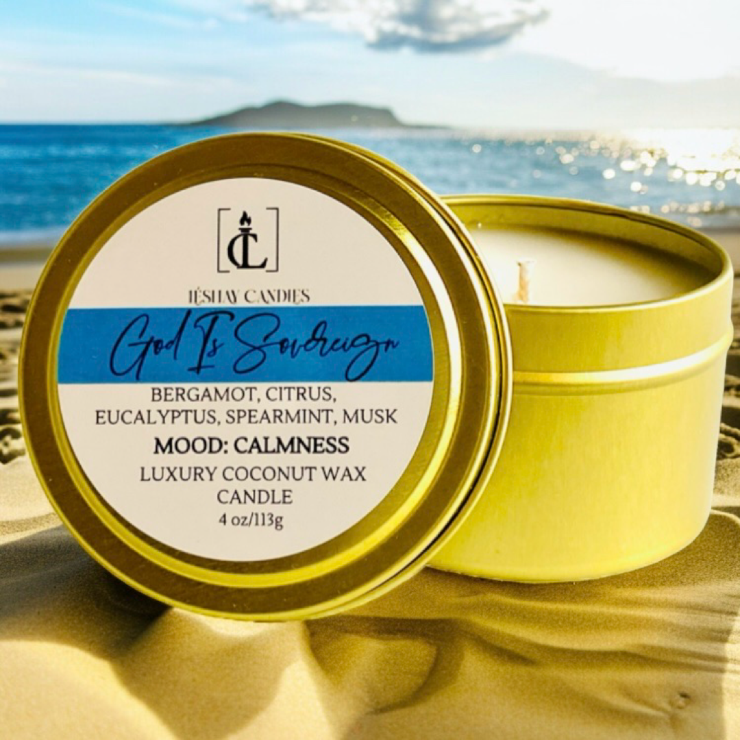 "GOD IS SOVEREIGN" SMALL TRAVEL TIN CANDLE