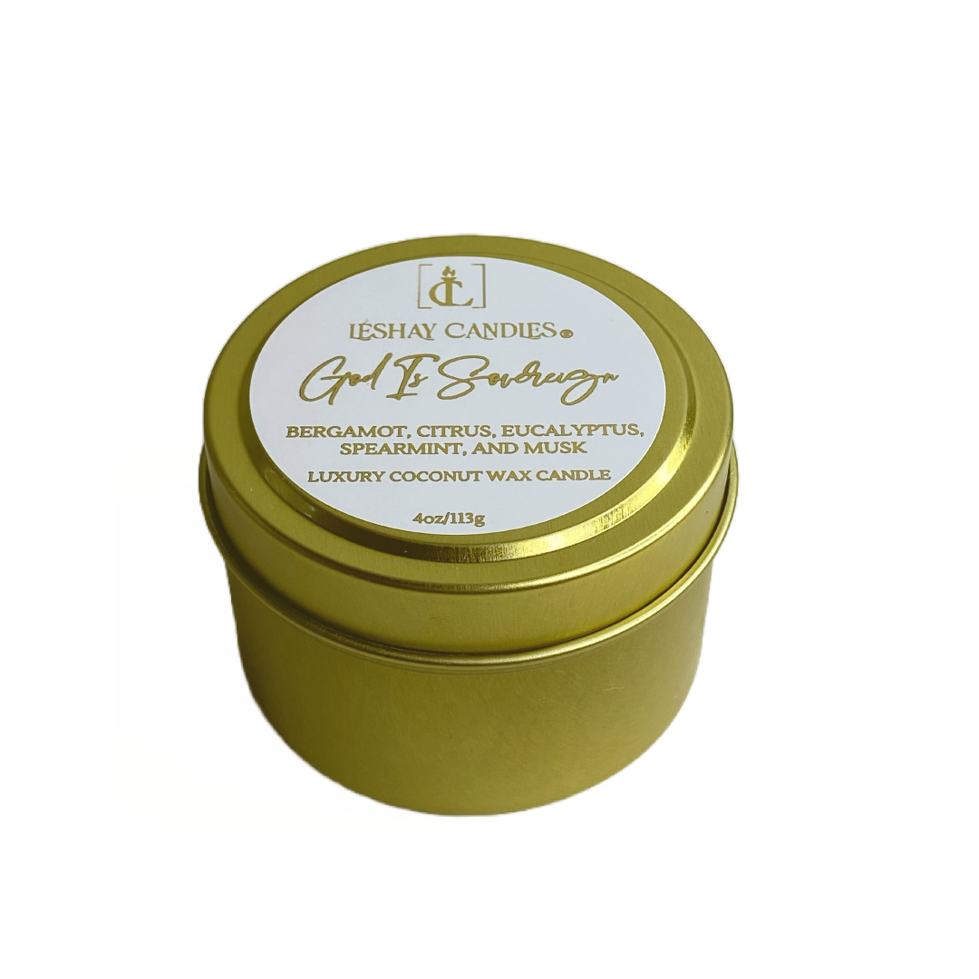 "GOD IS SOVEREIGN" SMALL TRAVEL TIN CANDLE