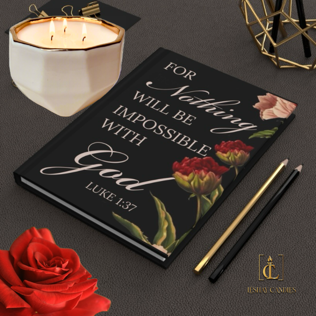 FOR NOTHING WILL BE IMPOSSIBLE WITH GOD HARDCOVER CHRISTIAN JOURNAL