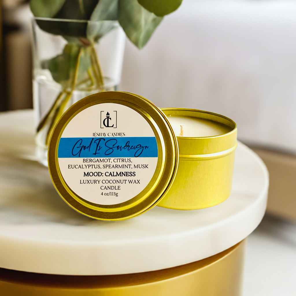 "GOD IS SOVEREIGN" SMALL TRAVEL TIN CANDLE