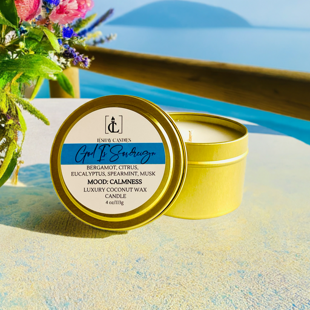 "GOD IS SOVEREIGN" SMALL TRAVEL TIN CANDLE
