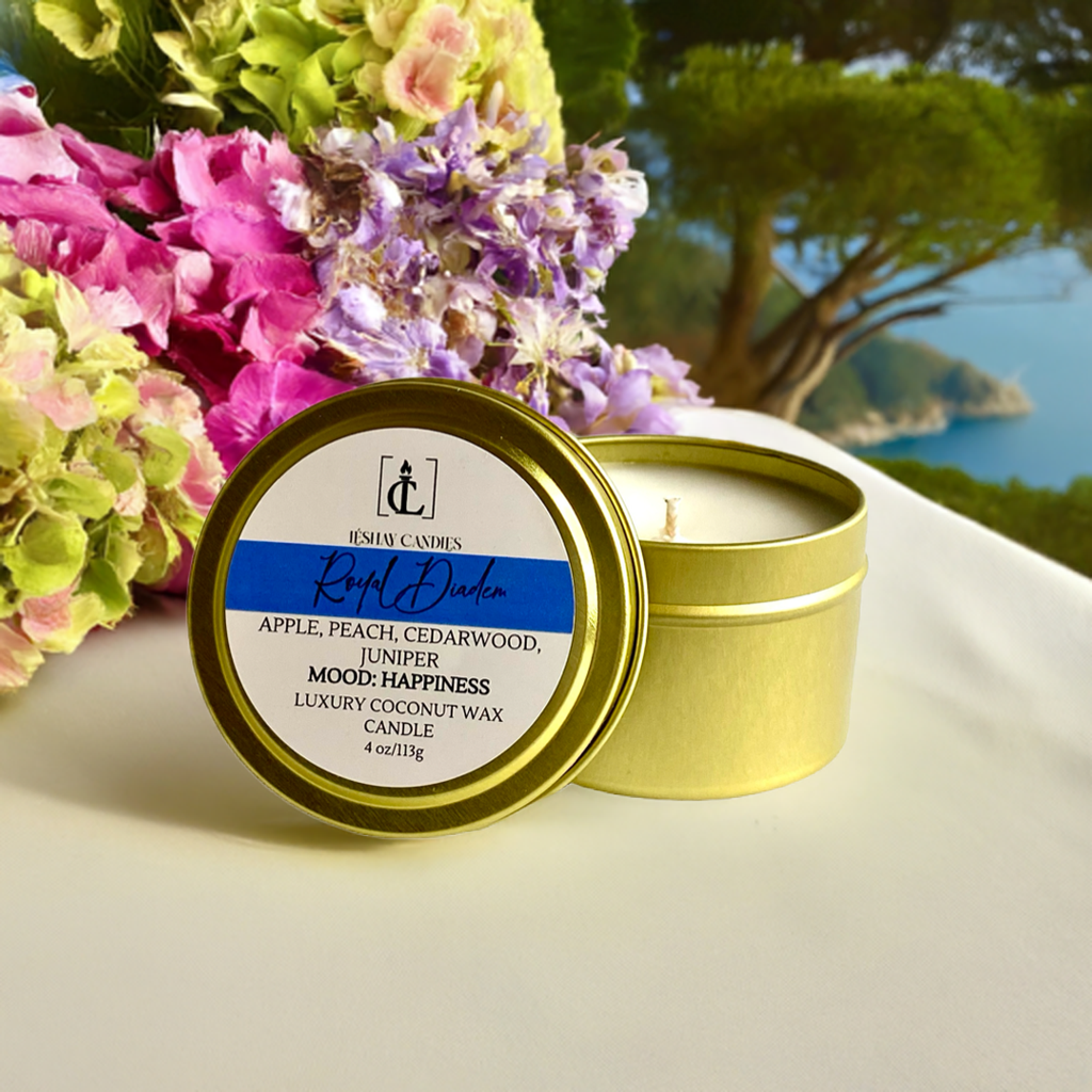 "ROYAL DIADEM" SMALL LUXURY TRAVEL TIN CANDLE