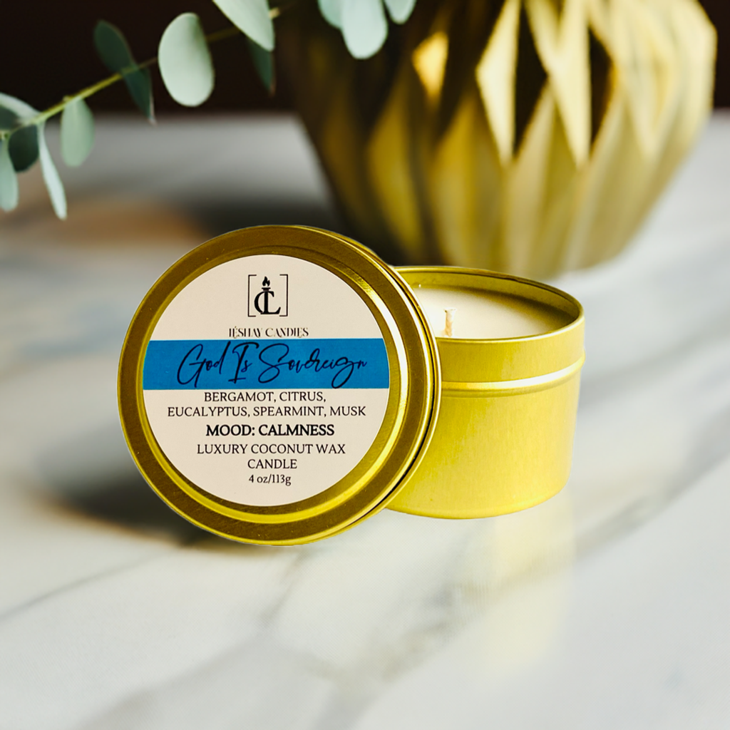 "GOD IS SOVEREIGN" SMALL TRAVEL TIN CANDLE