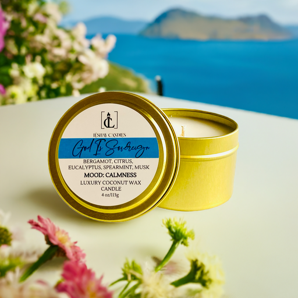 "GOD IS SOVEREIGN" SMALL TRAVEL TIN CANDLE
