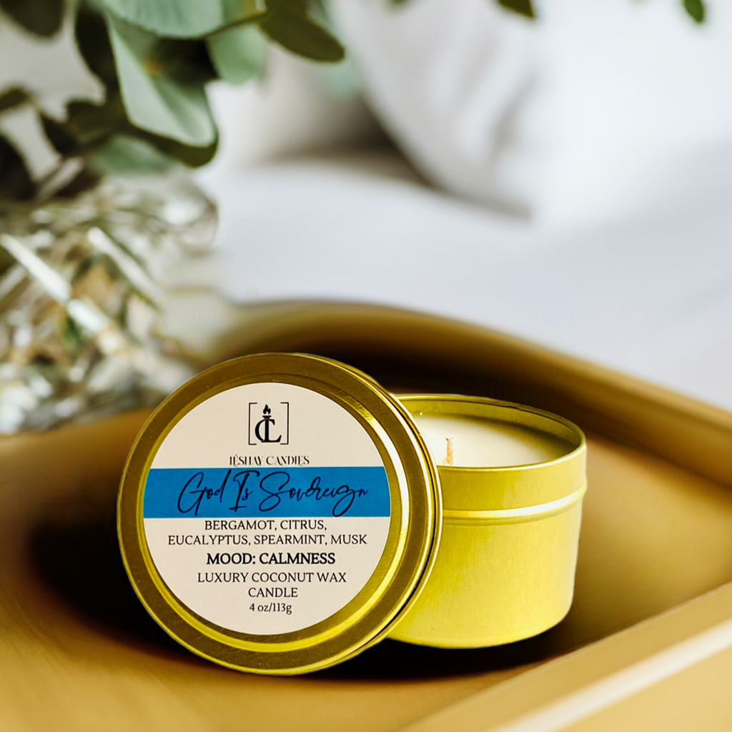 "GOD IS SOVEREIGN" SMALL TRAVEL TIN CANDLE
