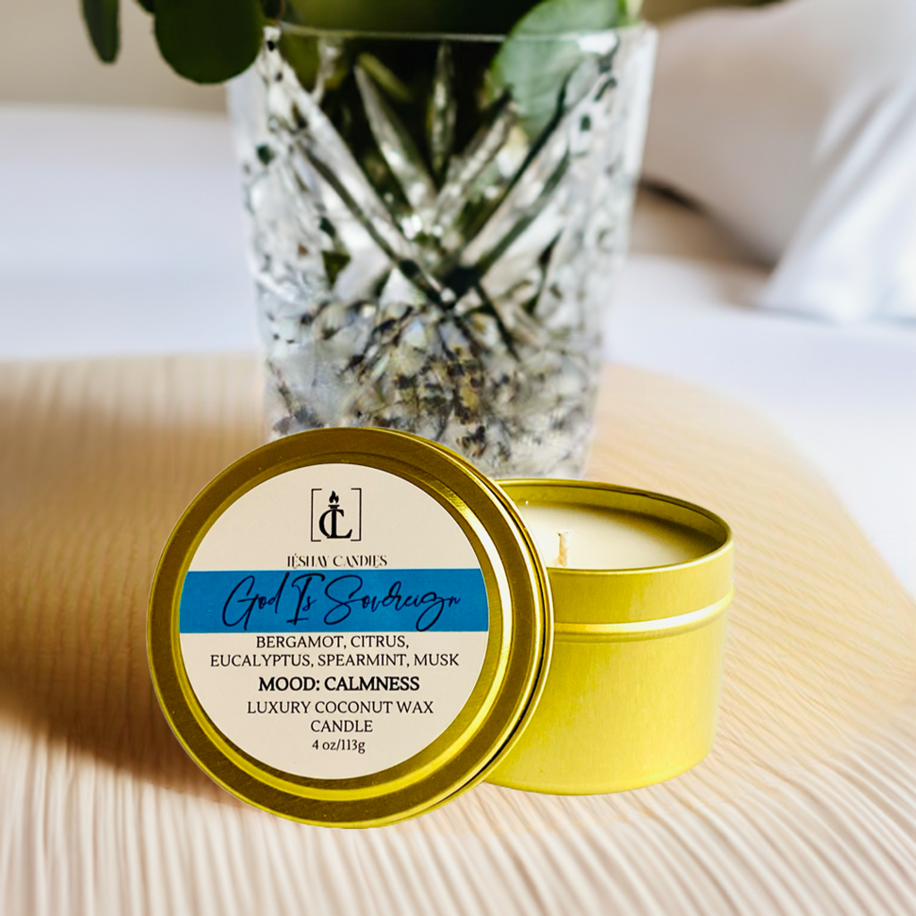 "GOD IS SOVEREIGN" SMALL TRAVEL TIN CANDLE