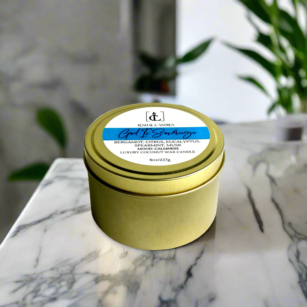 “GOD IS SOVEREIGN” LUXURY TRAVEL TIN CANDLE