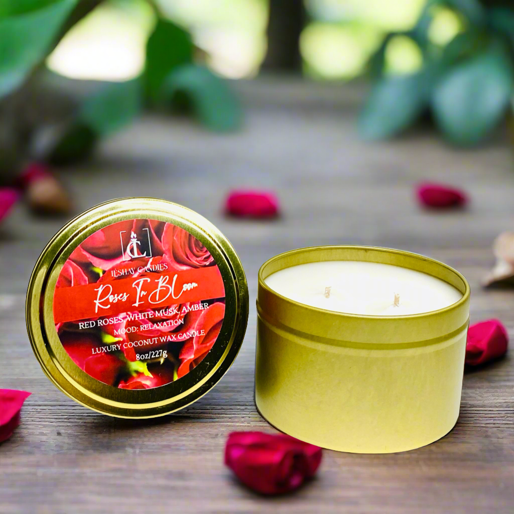 “ROSES IN BLOOM” LUXURY TRAVEL TIN CANDLE