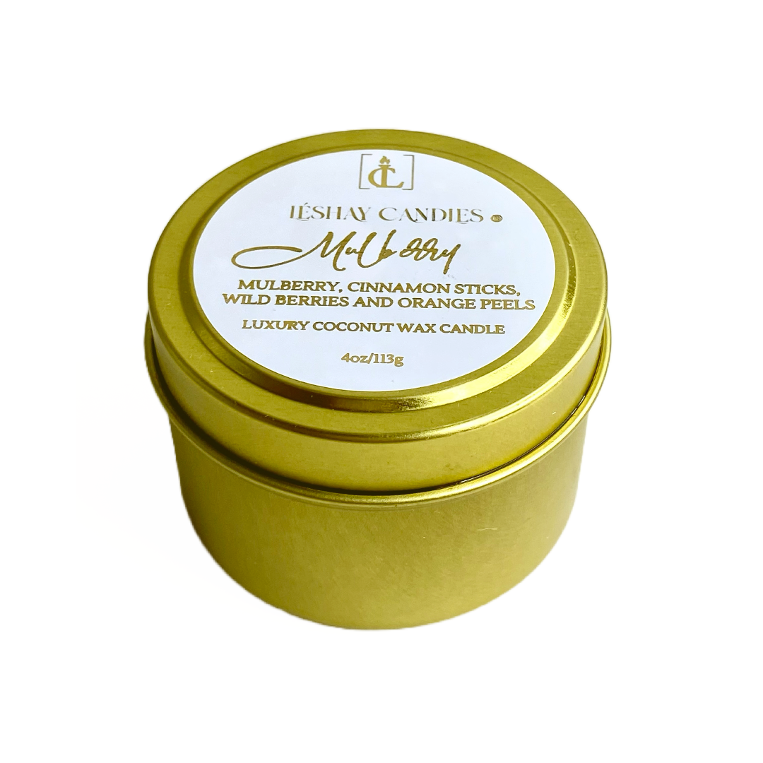 "MULBERRY" SMALL LUXURY TRAVEL TIN CANDLE
