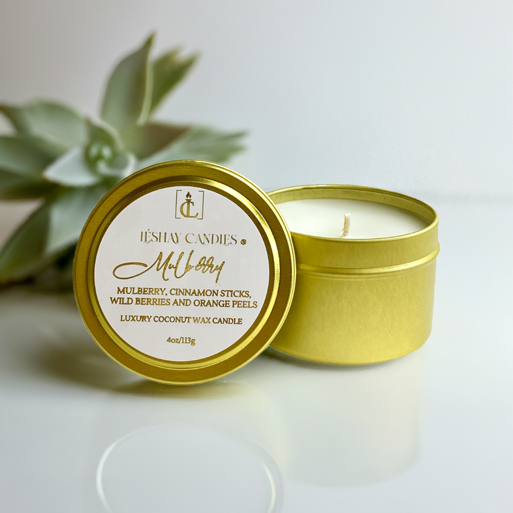 "MULBERRY" SMALL LUXURY TRAVEL TIN CANDLE
