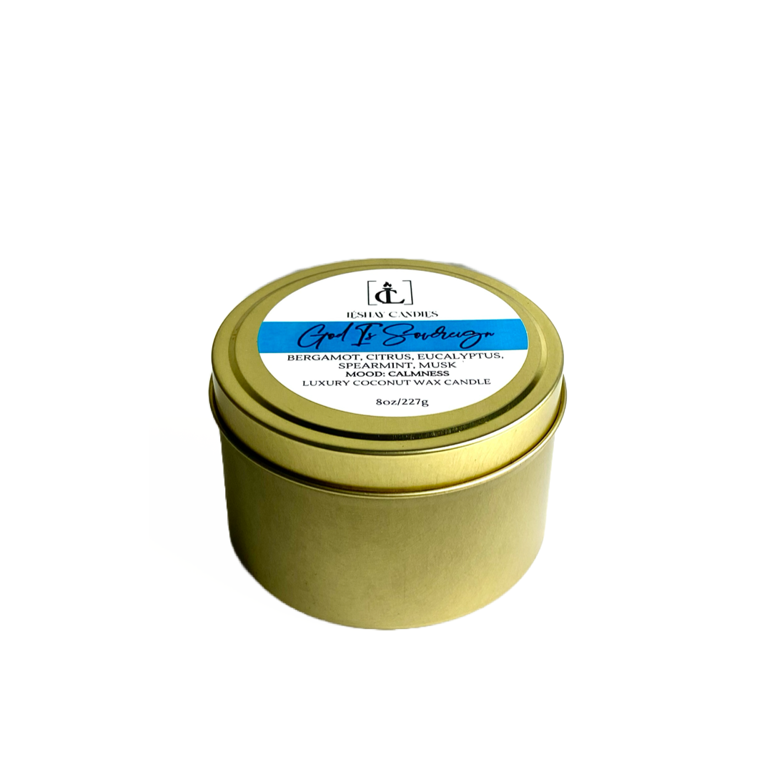 “GOD IS SOVEREIGN” LUXURY TRAVEL TIN CANDLE