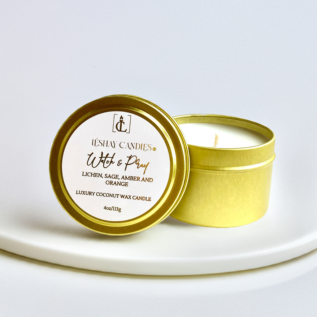 "WATCH & PRAY" SMALL LUXURY TRAVEL TIN CANDLE