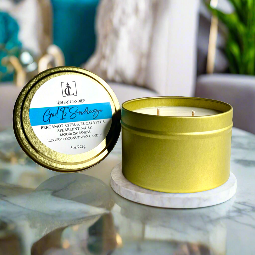 “GOD IS SOVEREIGN” LUXURY TRAVEL TIN CANDLE