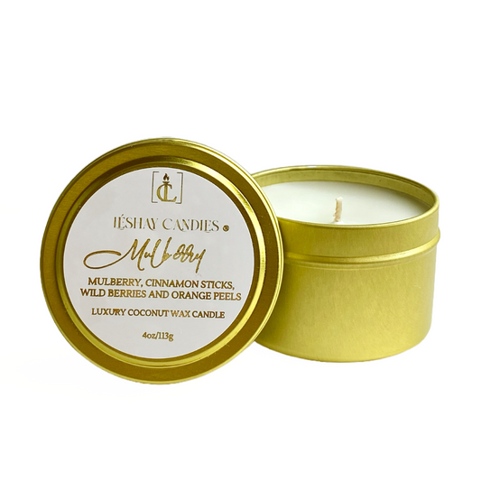 "MULBERRY" SMALL LUXURY TRAVEL TIN CANDLE