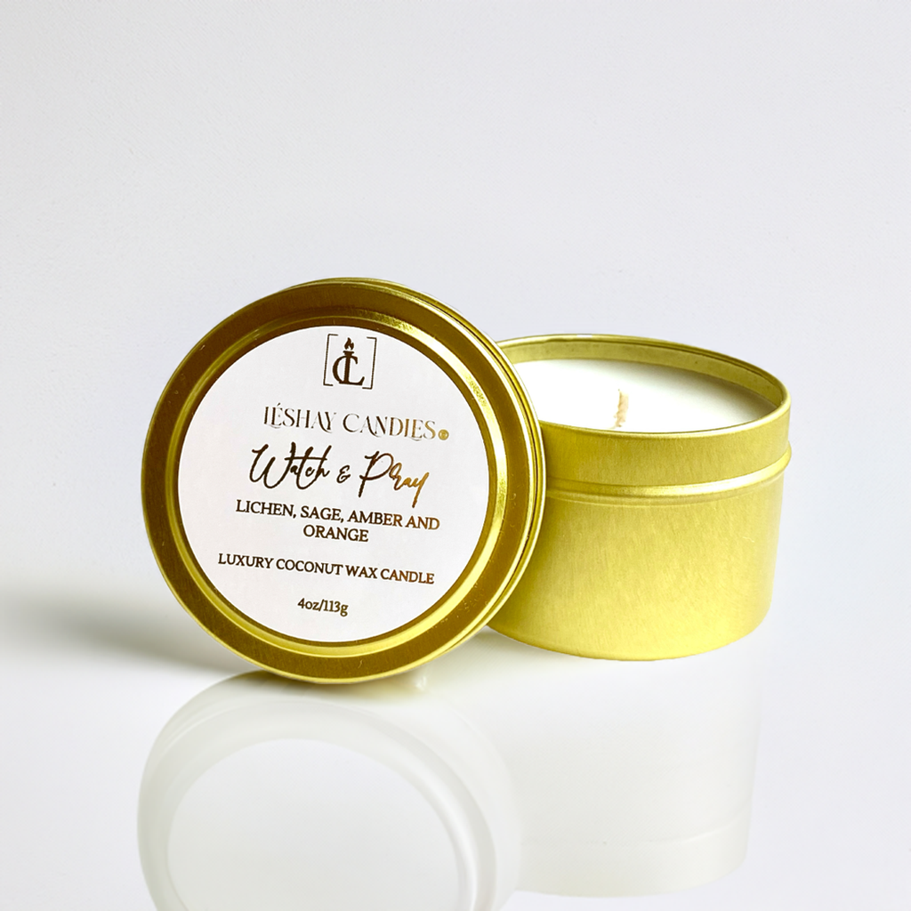 "WATCH & PRAY" SMALL LUXURY TRAVEL TIN CANDLE