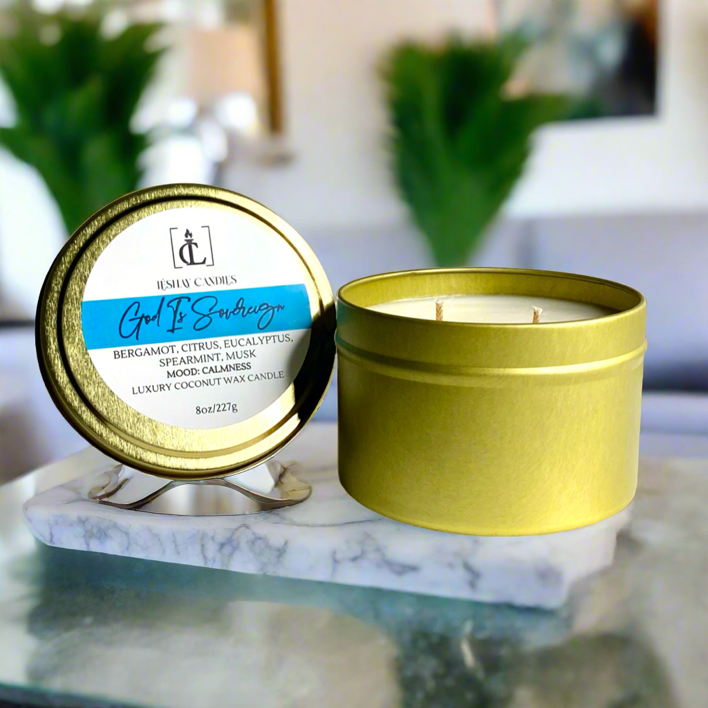 “GOD IS SOVEREIGN” LUXURY TRAVEL TIN CANDLE