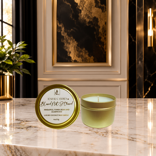 BLESSED NOT STRESSED CHRISTIAN TRAVEL LUXURY CANDLE