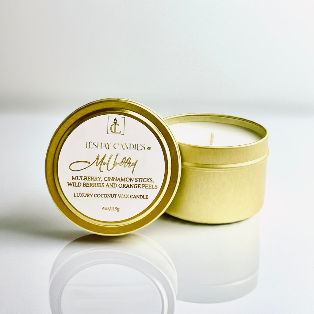 "MULBERRY" SMALL LUXURY TRAVEL TIN CANDLE