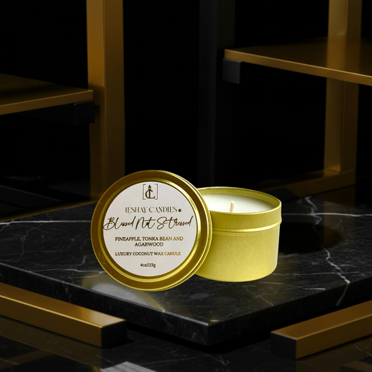 BLESSED NOT STRESSED CHRISTIAN TRAVEL LUXURY CANDLE