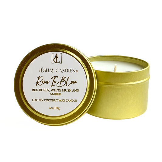 “ROSES IN BLOOM” SMALL LUXURY TRAVEL TIN CANDLE