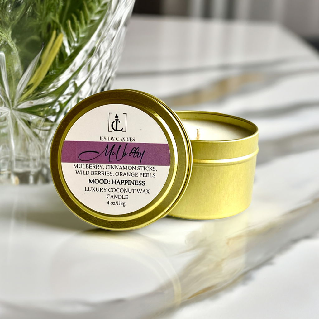 "MULBERRY" SMALL LUXURY TRAVEL TIN CANDLE