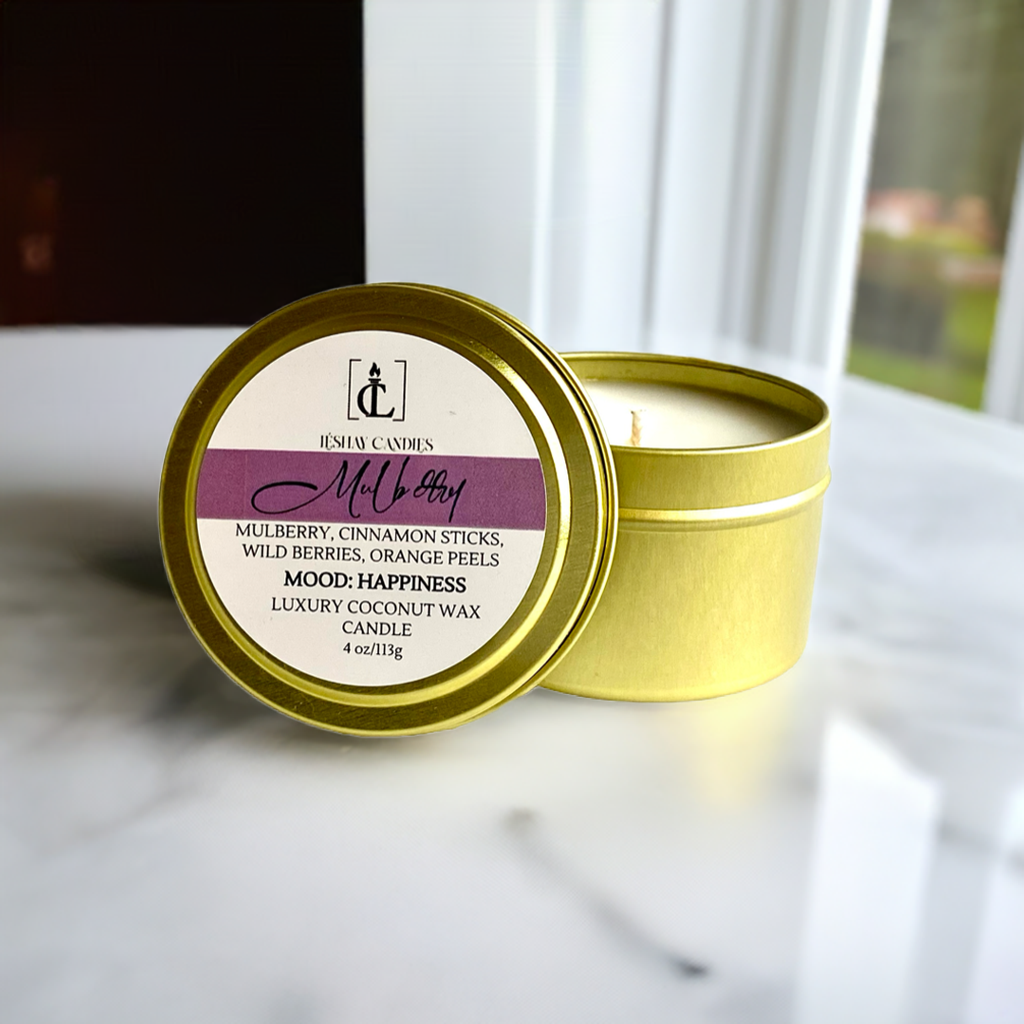 "MULBERRY" SMALL LUXURY TRAVEL TIN CANDLE