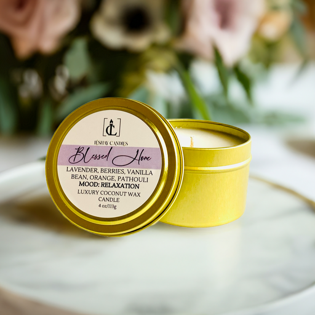 "BLESSED HOME" SMALL LUXURY TRAVEL TIN CANDLE